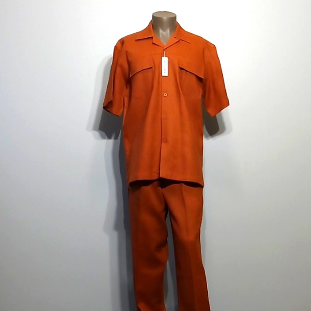 Classic & Vintage 2pc Rustic Orange Linen set by Vittorio Farina